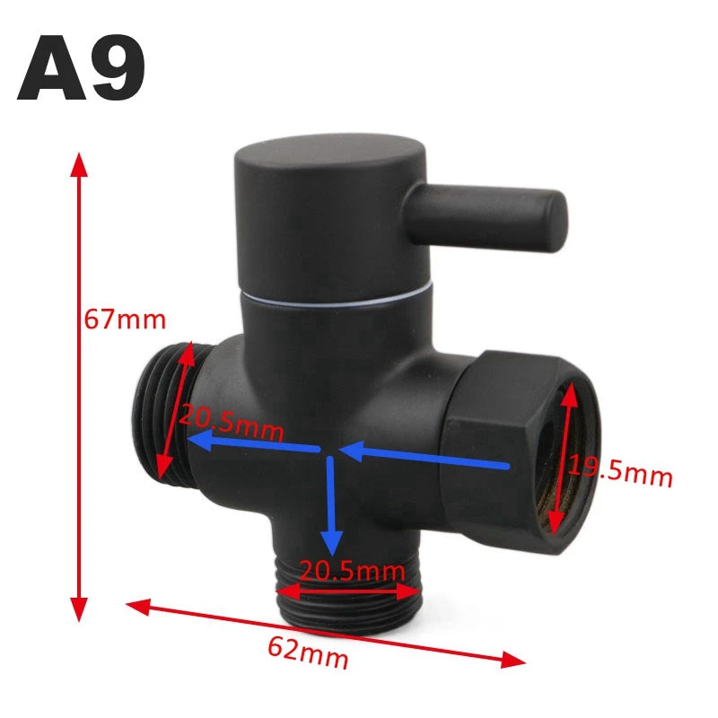 Shower Diverter Valve | 3-Way Brass | G1/2 G3/4 Threads | Shower Arm Adapter