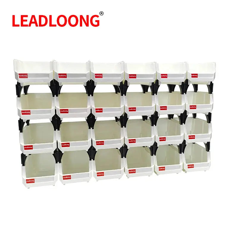 LEADLOONG White Parts Bin 6/24pcs 13.5x10.5x7.6cm/5x4*3inch Stackable Plastic Garage Tool Storage Box Container Organizer Bin from PriceLows™