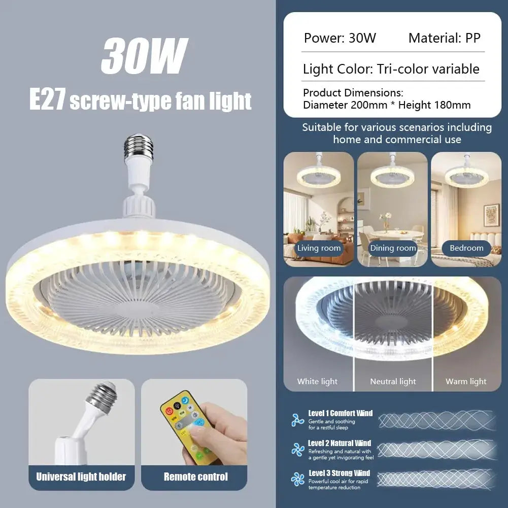 Ceiling Fan With Light | E27 Socket | Remote Control | Dimmable 3000K-6000K