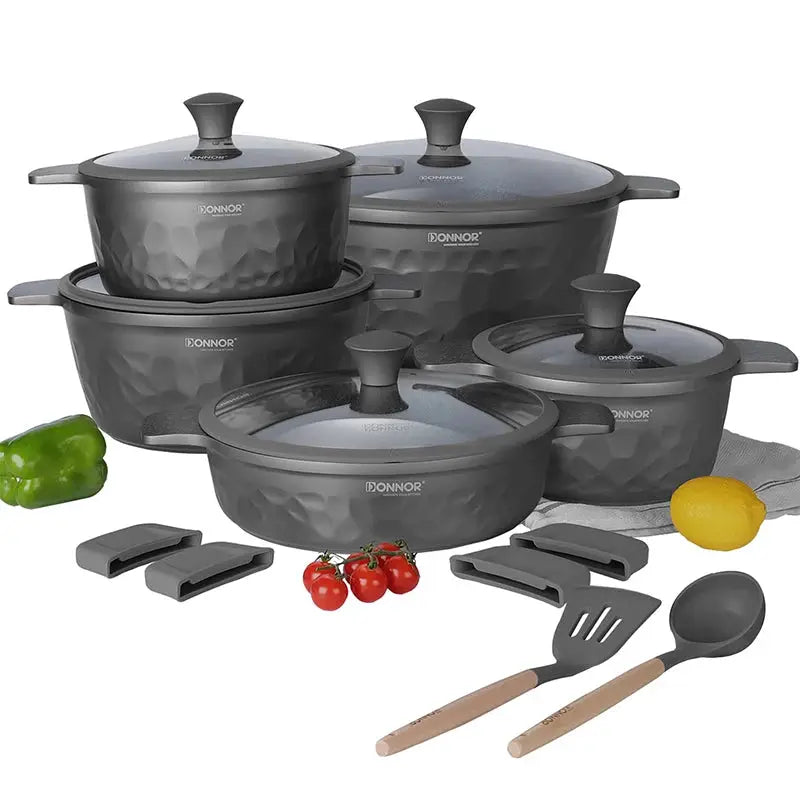 DONNOR 16Pcs Stockpot with Lid Kitchen Induction Cookware Set Multipurpose Stock Pot for Stew Simmering Soup Pot JT450 from PriceLows™