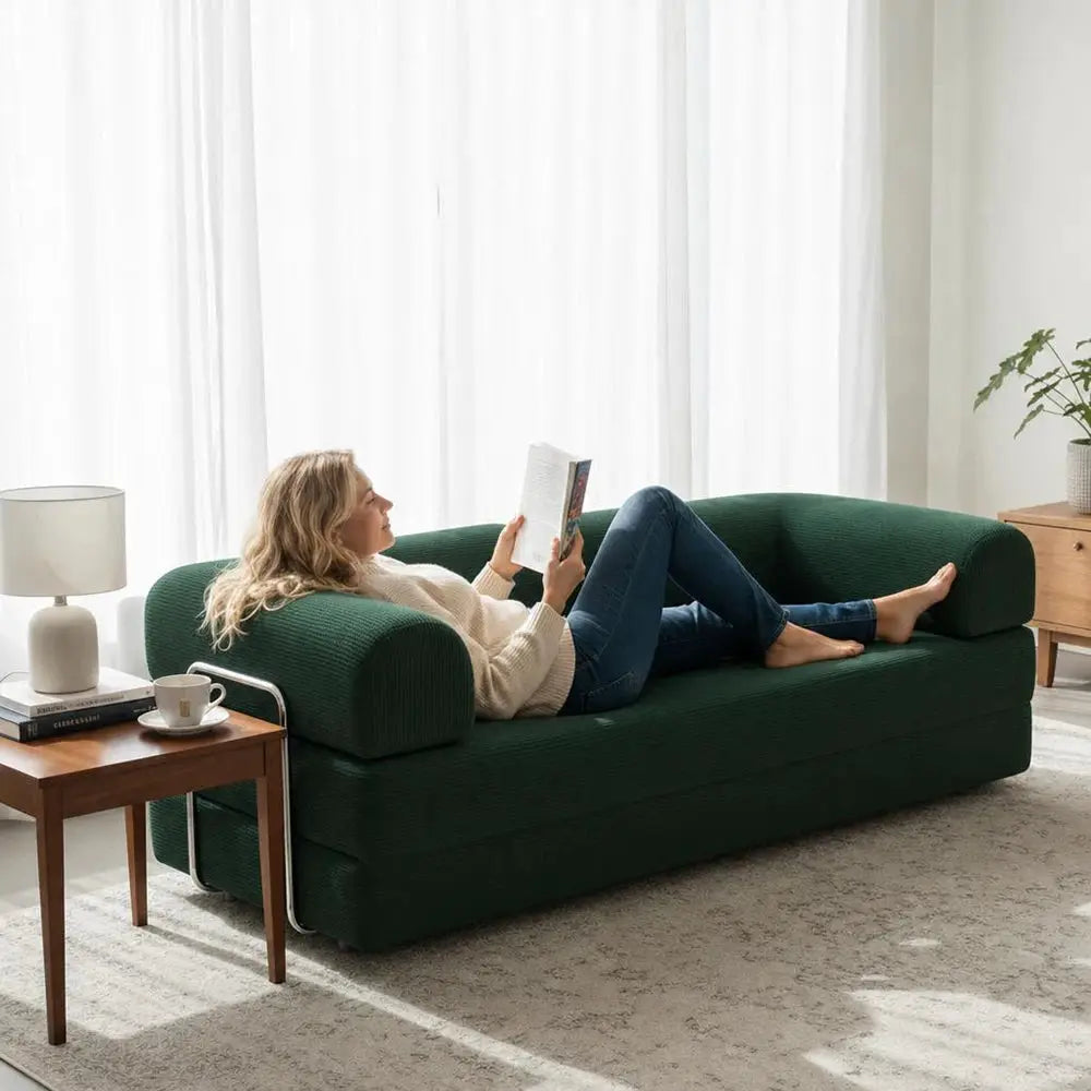 Convertible Sofa Bed | Corduroy Upholstery | 79 Inch Length from PriceLows™