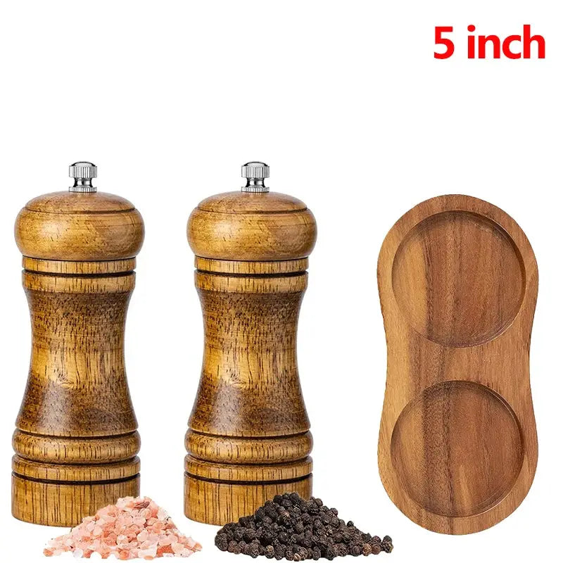 Wooden Salt And Pepper Grinder Set | Oak Wood | Adjustable Ceramic Grinder | JT551