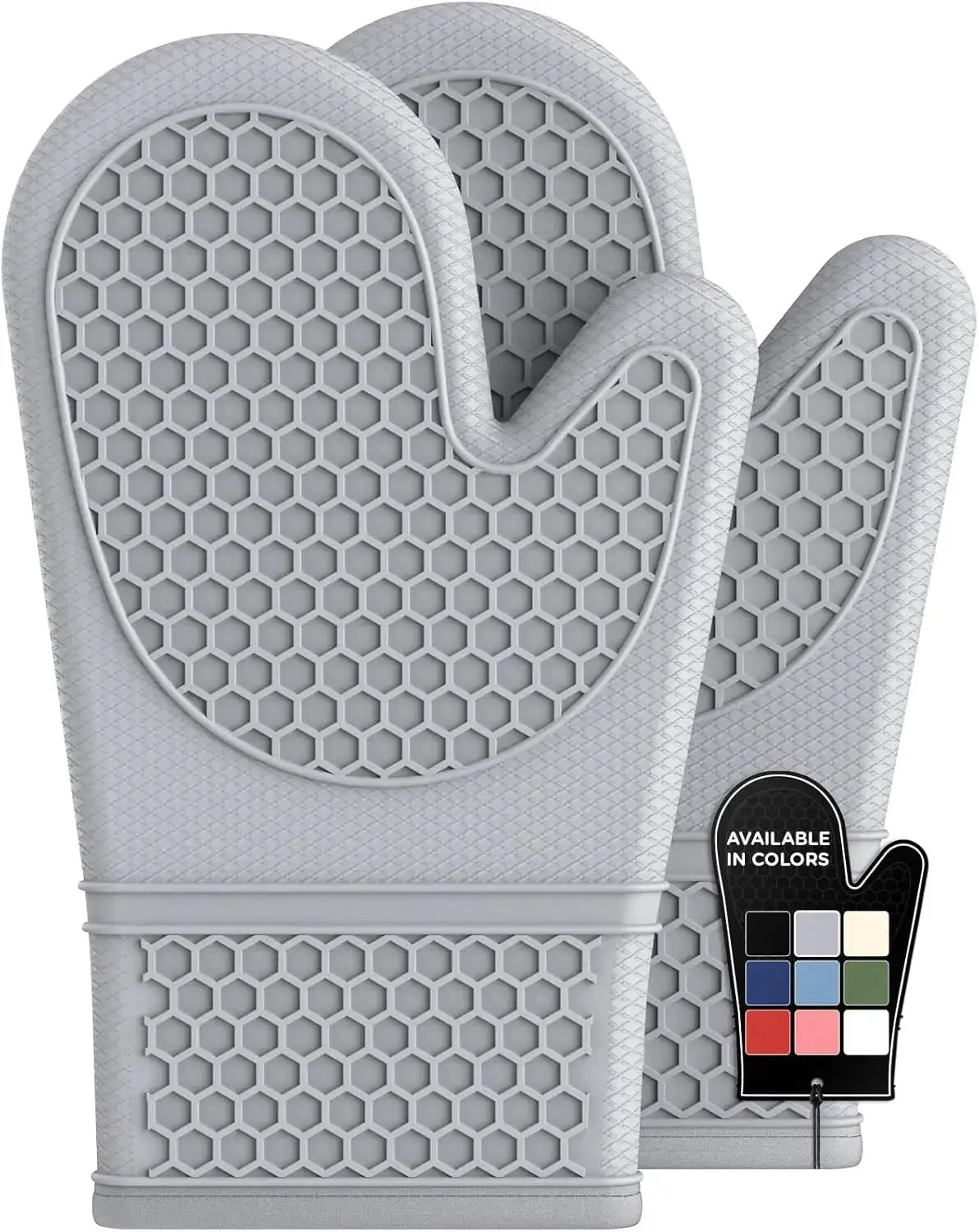 Silicone Oven Mitts | Heat Resistant | Slip-Resistant Knit | Set Of 2