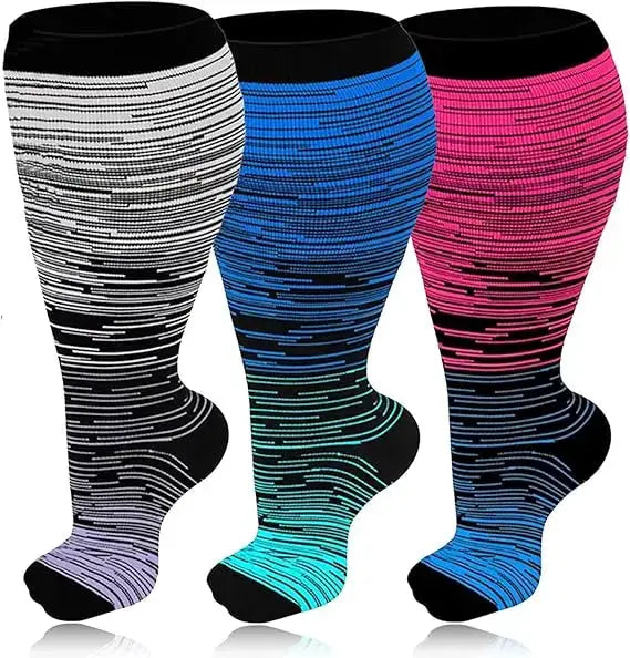 Men Compression Socks | 20-30 Mmhg | Cotton Nylon | 3 Pairs 2Xl To 7Xl