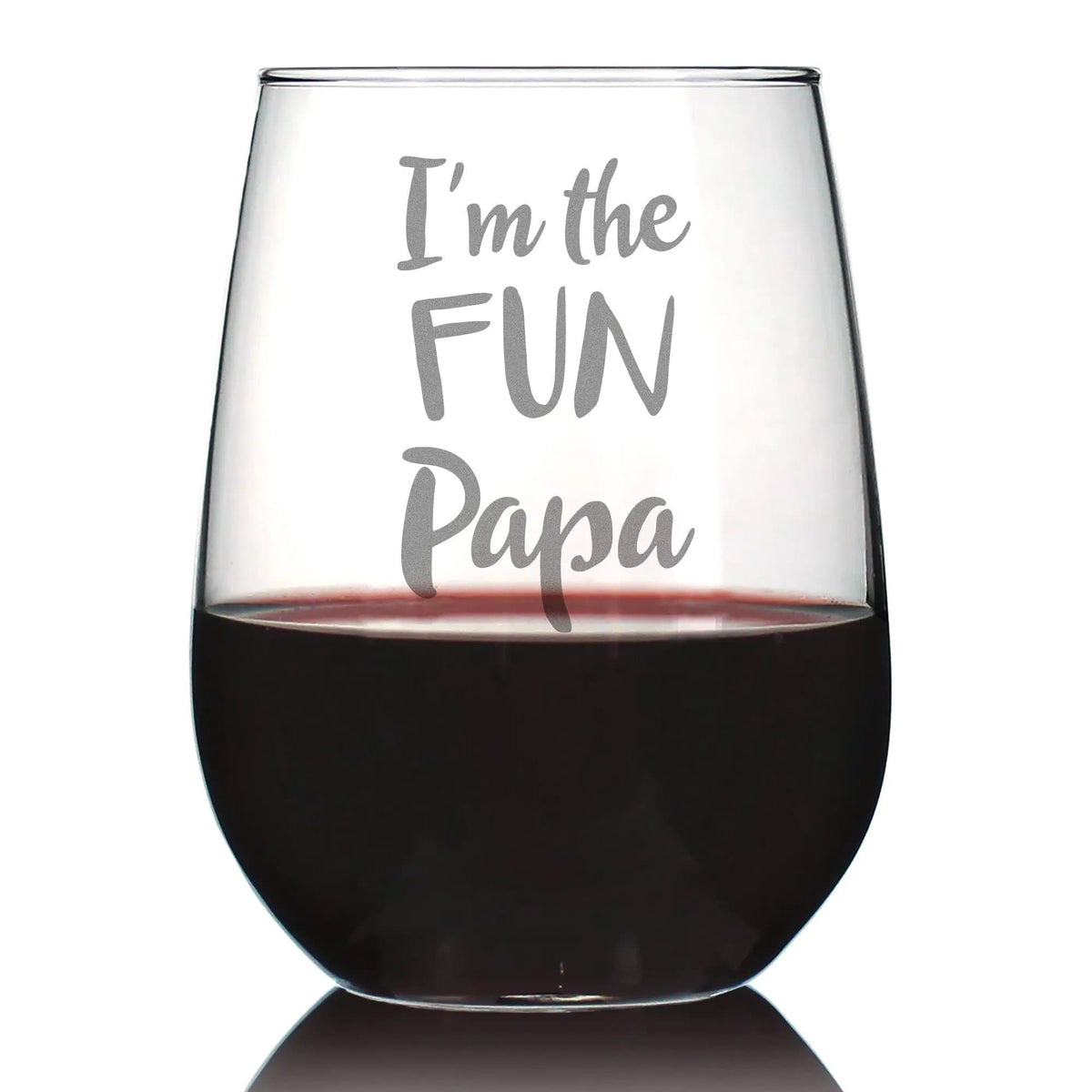 Etched Stemless Wine Glass | 17 oz | Dishwasher Safe | I'm The Fun Papa