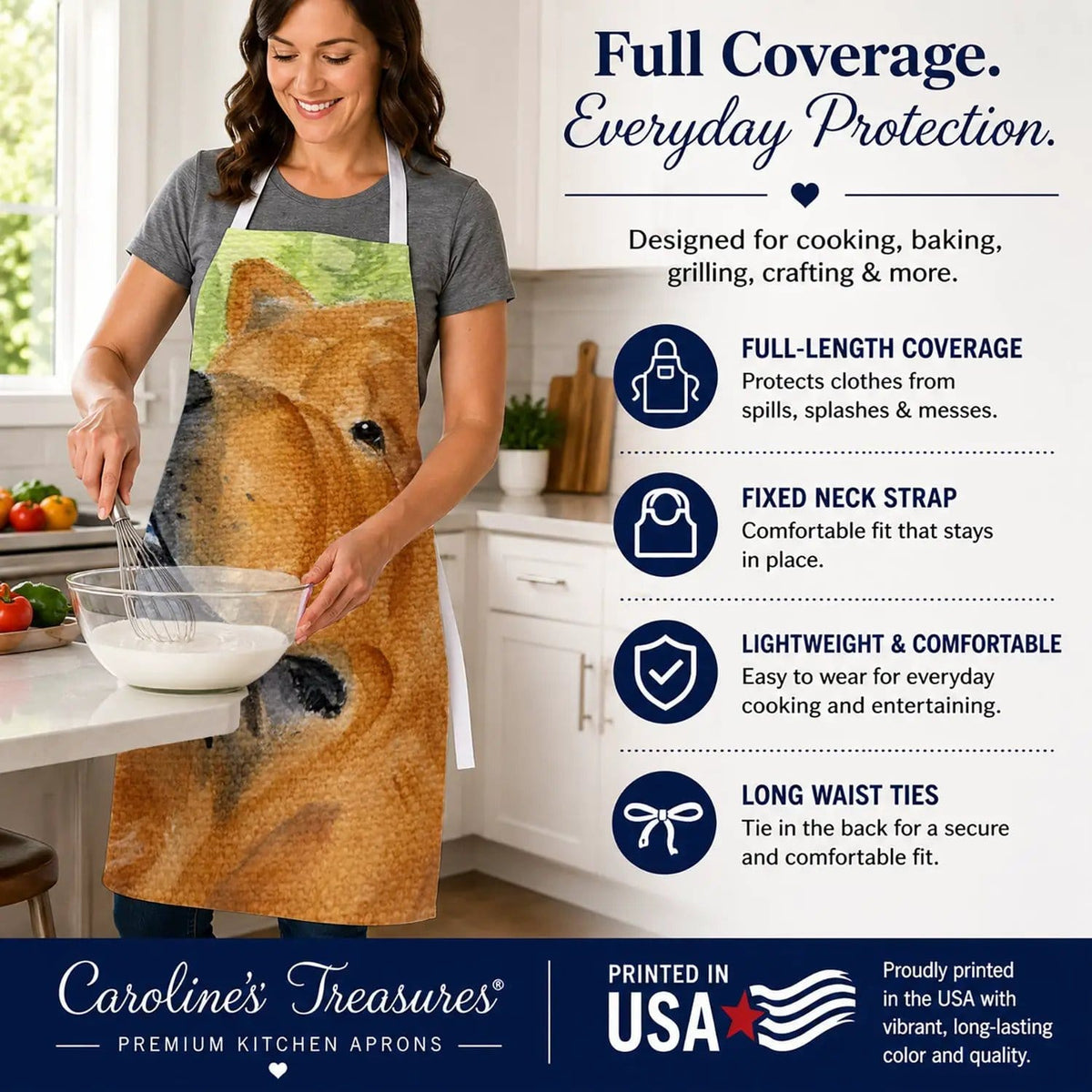 Kitchen Apron | Bib Style Unisex | 27"W x 30"H | Chow Chow (Style 5)