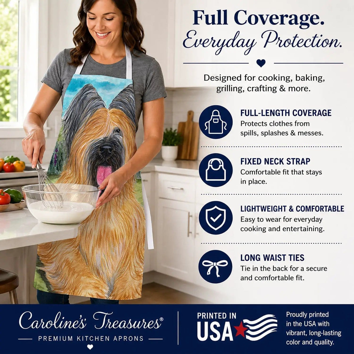 Kitchen Apron | Bib Style Unisex | 27"W x 30"H | Briard
