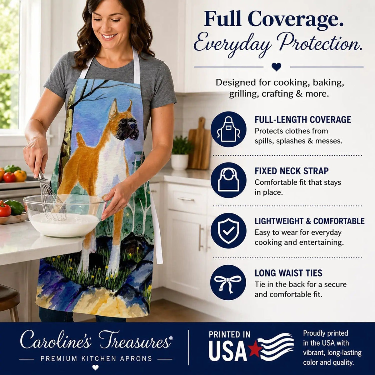 Kitchen Apron | Bib Style Unisex | 27"W x 30"H | Boxer