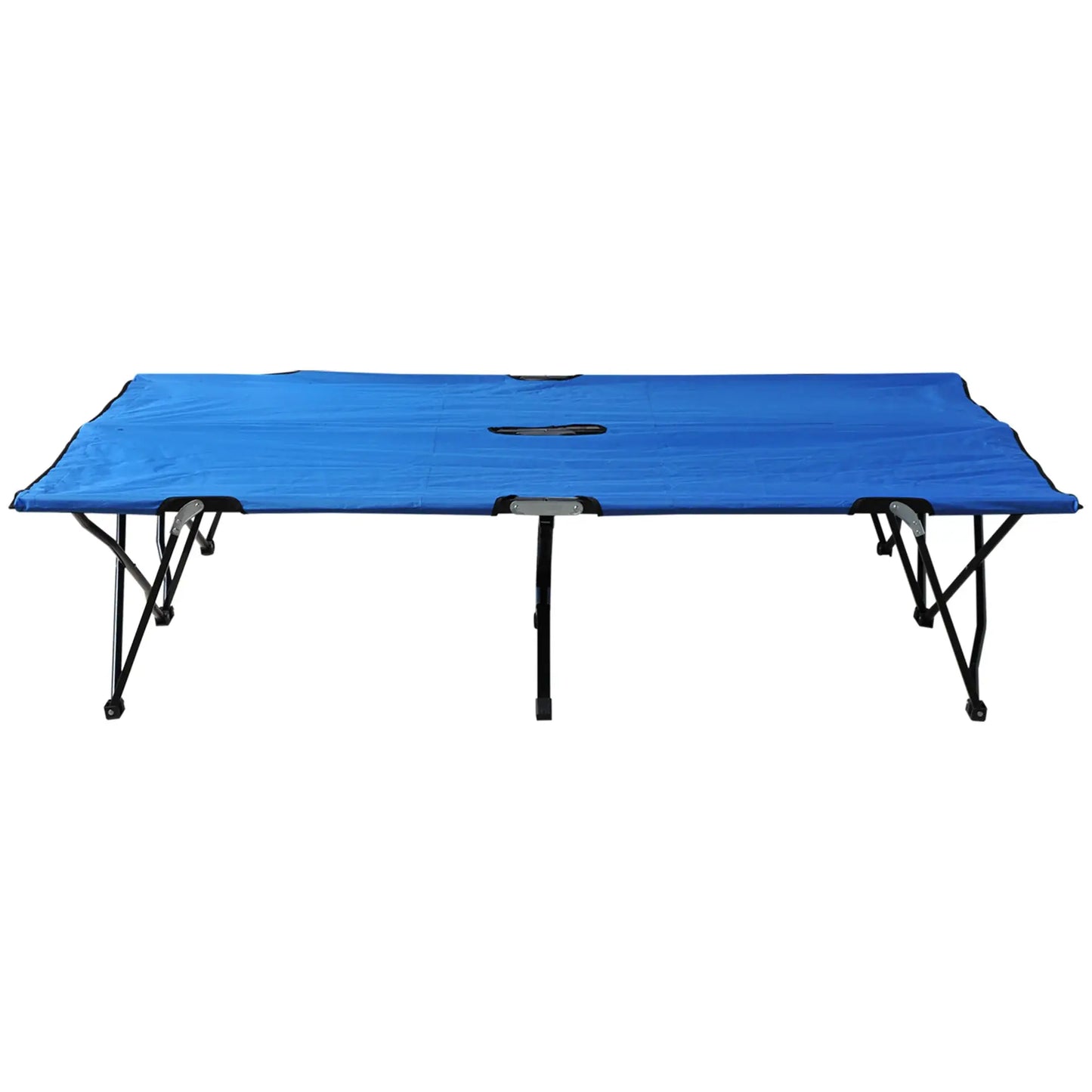 Outdoor Double Camping Cot Foldable Bed W/ Portable Travel Bag, 300 Lbs., Blue from PriceLows™