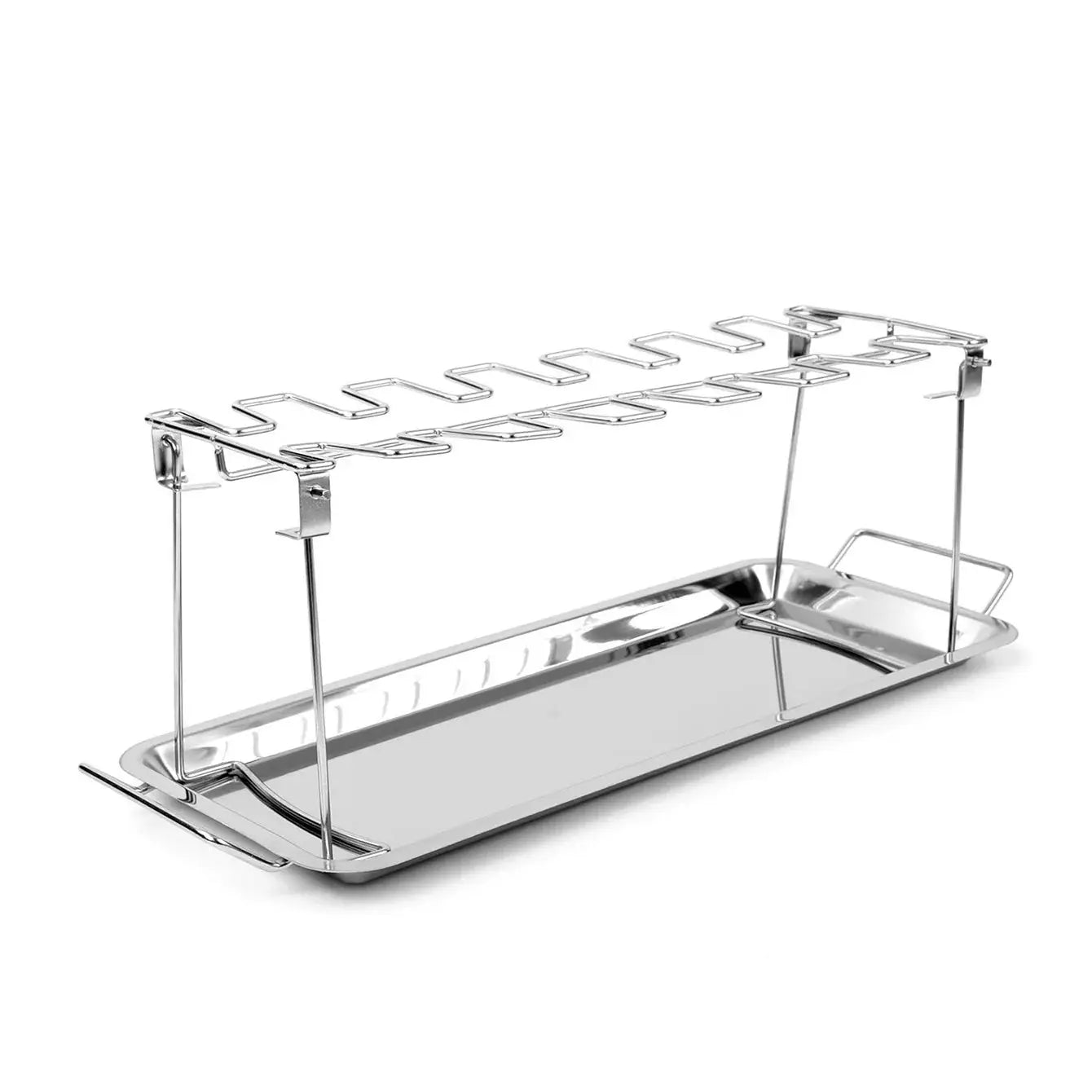 Chicken Leg Rack For Grill | 14 Slots | Stainless Steel | Drip Tray Included