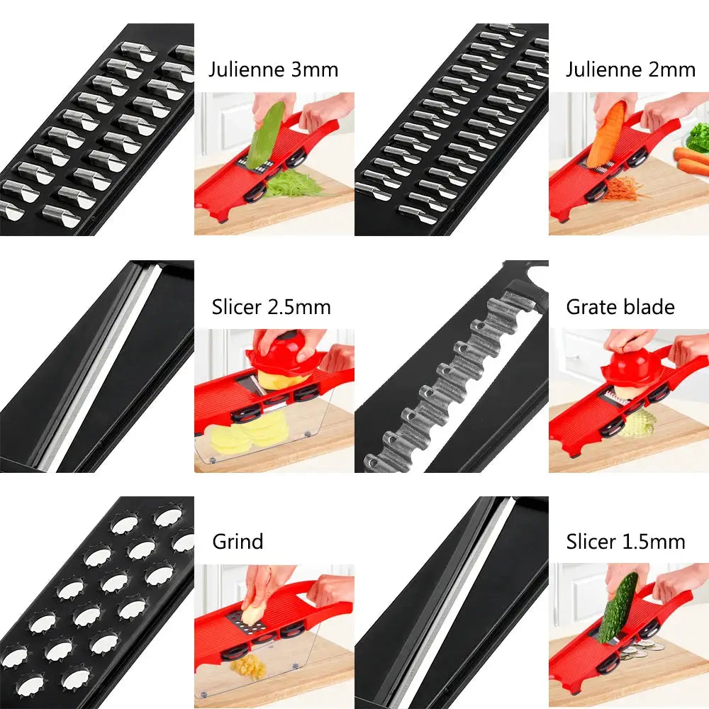 Vegetable Mandoline Slicer | 6-Blade Design | Stainless Steel | Manual Cutter