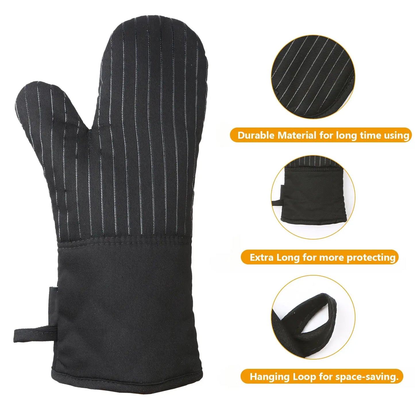 Oven Mitts | Cotton Silicone | Heat Resistant Non-Slip | 1 Pair