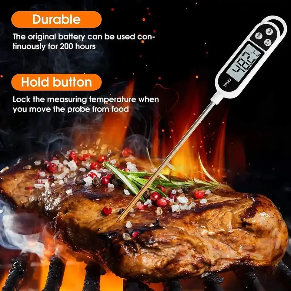 Food Thermometer Digital Real-Time Reading Meat And Beverage Thermometer With LCD Display And Probe Electronic Kitchen Thermomet from PriceLows™