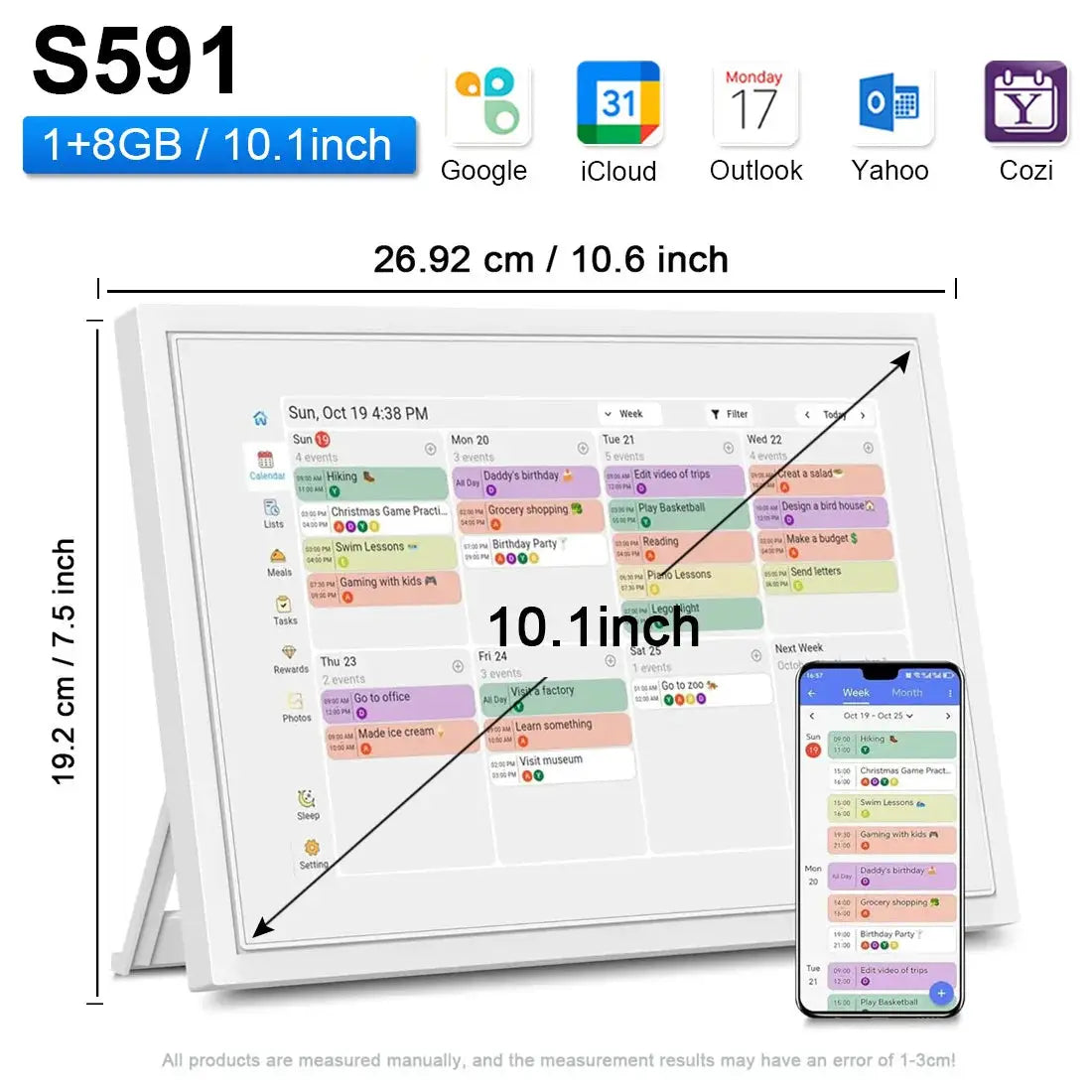 Aeanorbao Smart Calendar Digital Photo Frame 10.1inch Touch Screen Organizer Auto-Rotate Family Schedules For Holiday Gift Frame from PriceLows™