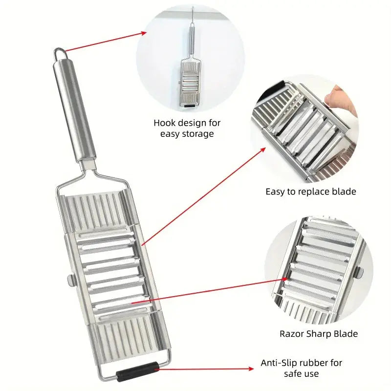 Vegetable Slicer | Stainless Steel Blades | Four In One | Bamboo Handles