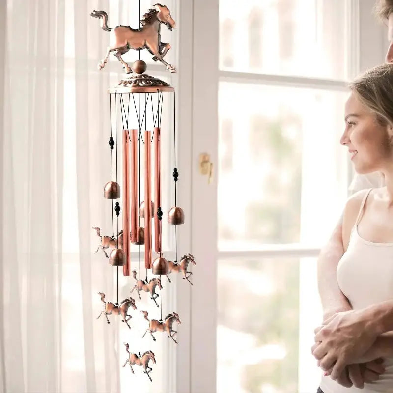 Horse Themed Wind Chimes for Women Mom - Clearance Copper Outdoor Patio Decor, House Warming Gifts for Garden Porch Yard from PriceLows™