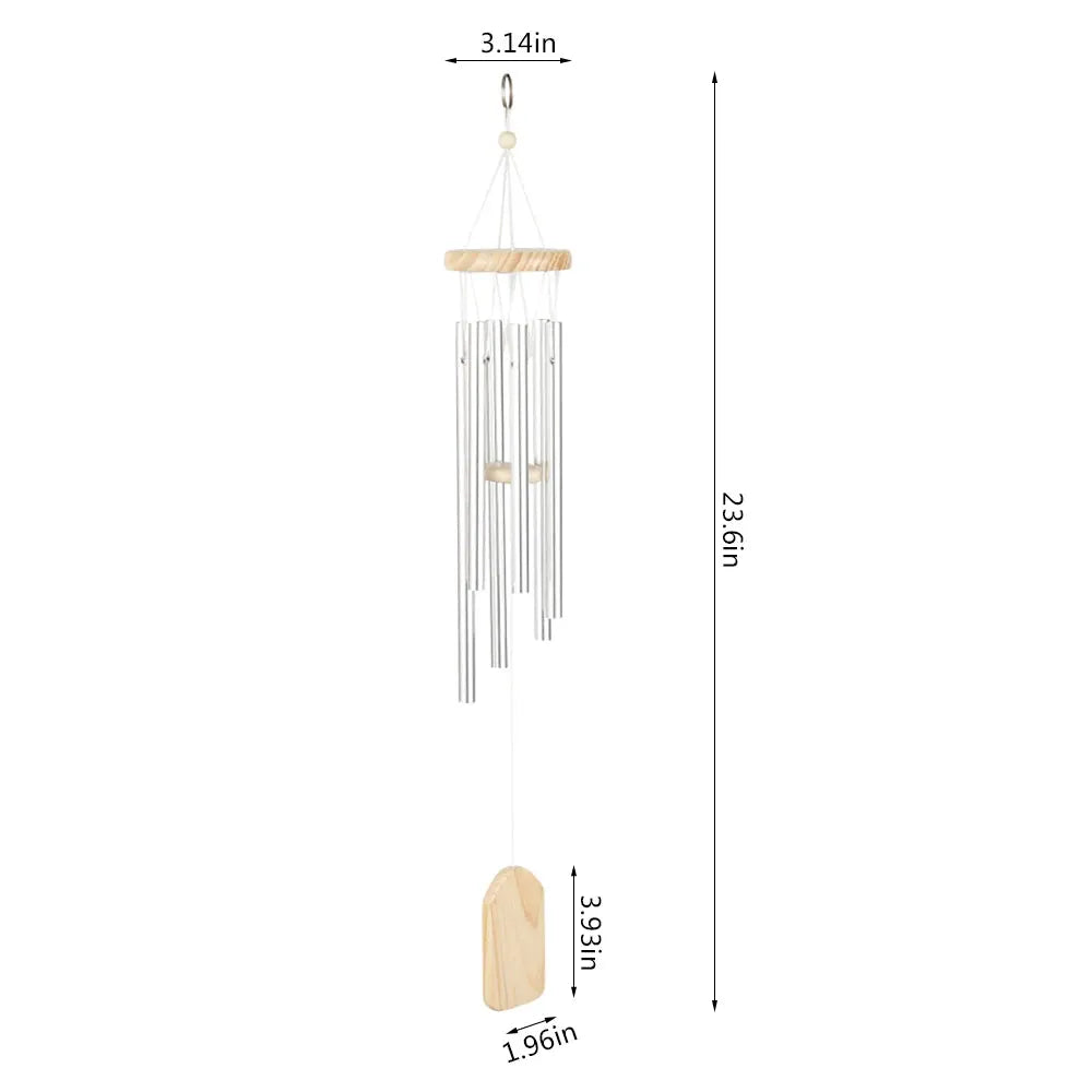 Silver 6 Tube Wind Chime Chapel Good Luck Bells Pendant Door Wall Hanging Ornament for Home Garden Outdoor Decorations NEW from PriceLows™