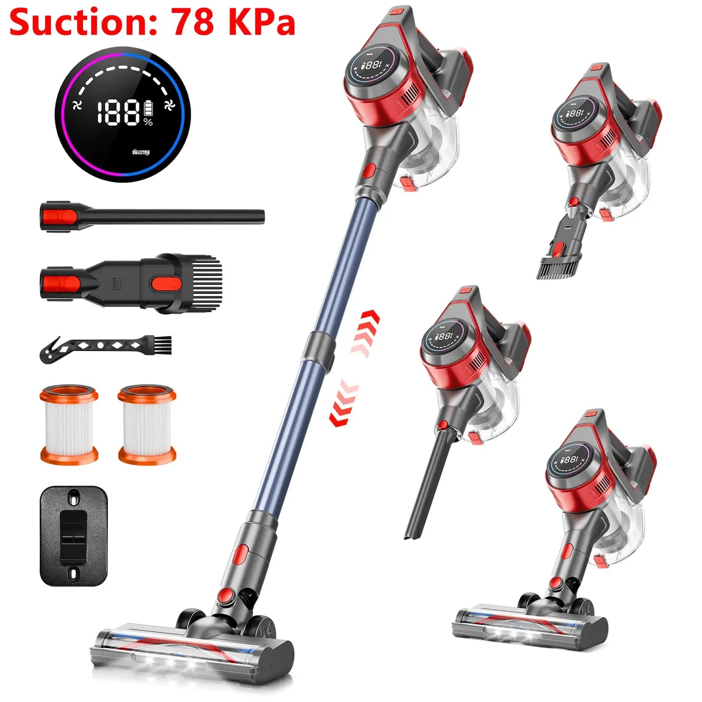 Cordless Vacuum | Wet Dry Handheld | LED High Power Suction | Li Ion