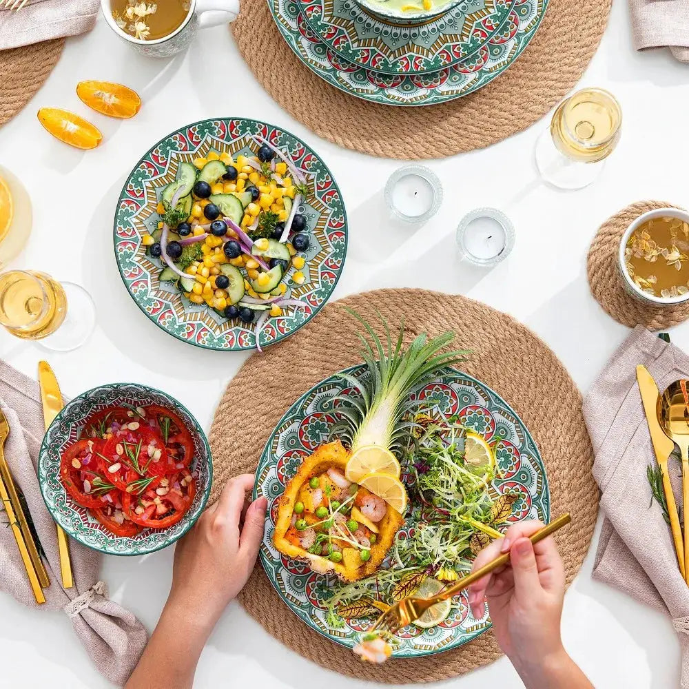 Vancasso Bohemian Mandala Patterned Ceremic Tableware 16PCS Porcelain Dinnerware Set with Dinner Plate Dessert Plate Bowl Mug from PriceLows™
