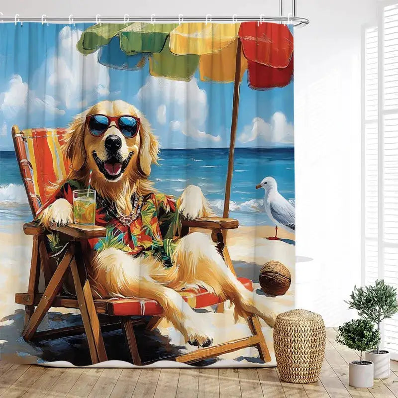 Funny Diving Cat Dog Shower Curtain Cute Cartoon Bathing Animals Sea Turtle Underwater Scenery Kids Bathroom Curtains Decor Set from PriceLows™