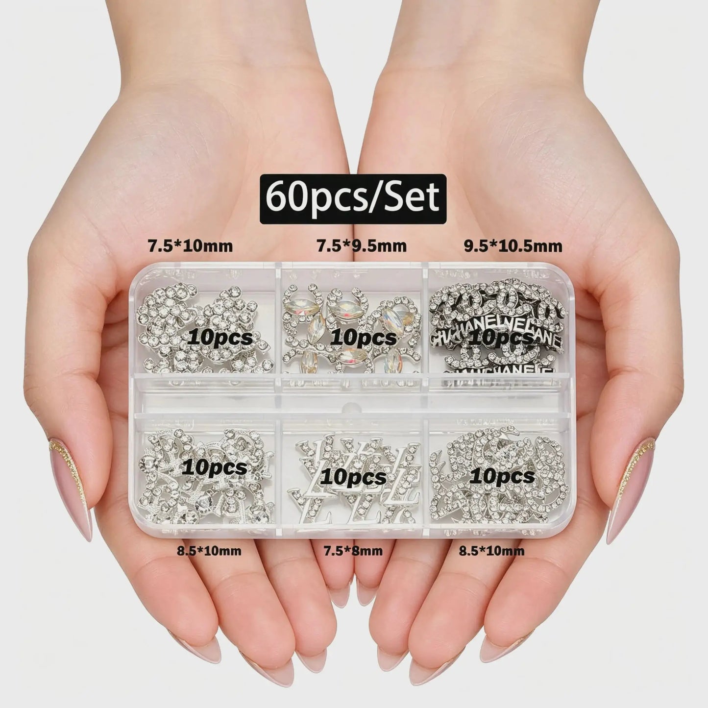 30/60pcs/Box 3D Luxury Metal Nail Art Decorations Alloy Shiny Rhinestones Pearl Gems Zircon Diamond Charms DIY Nail Accessories from PriceLows™
