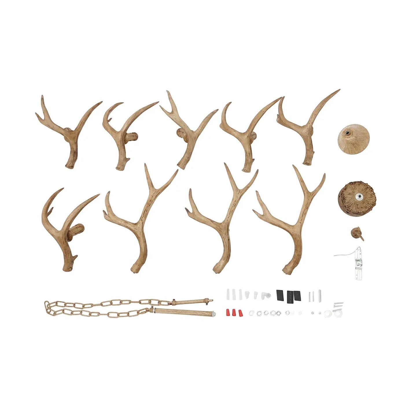 6-Light Antler Chandelier, Rustic Resin and Iron Ceiling Light with 3.28FT Chain, for Living Room Bedroom, E12 Bulb Base (Brown) from PriceLows™