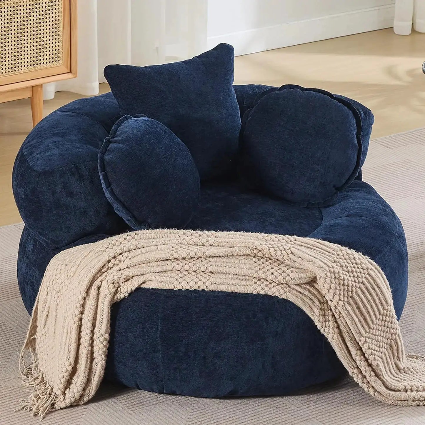 Oversized Round Floor Chair | Chenille Fabric | 43 Inch Diameter | Customized from PriceLows™