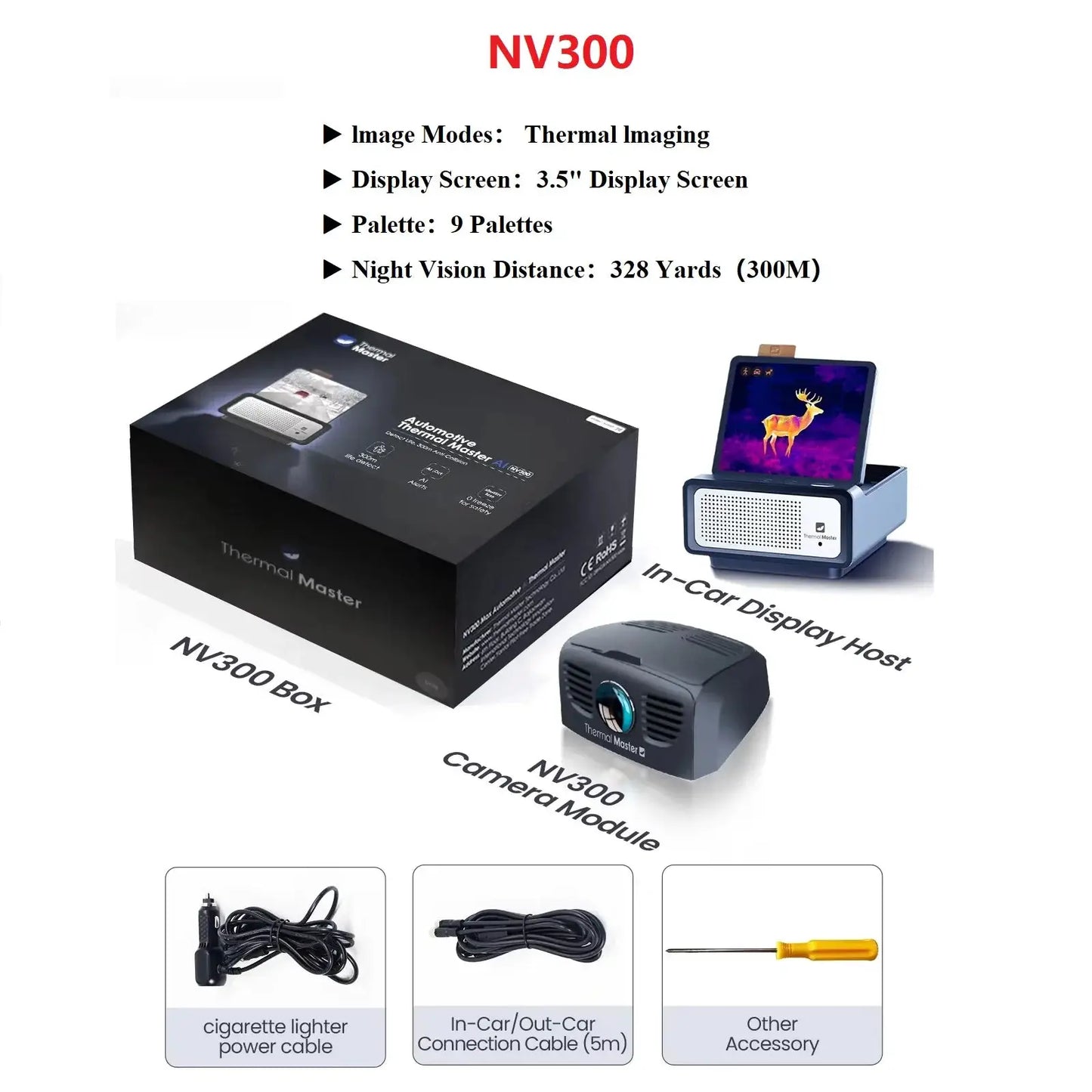 3 Vsion Night Vision Camera for Car 6.4" Screen 512x384 Thermal Imaging Camera Voice Control Video Record,WIFI Support from PriceLows™
