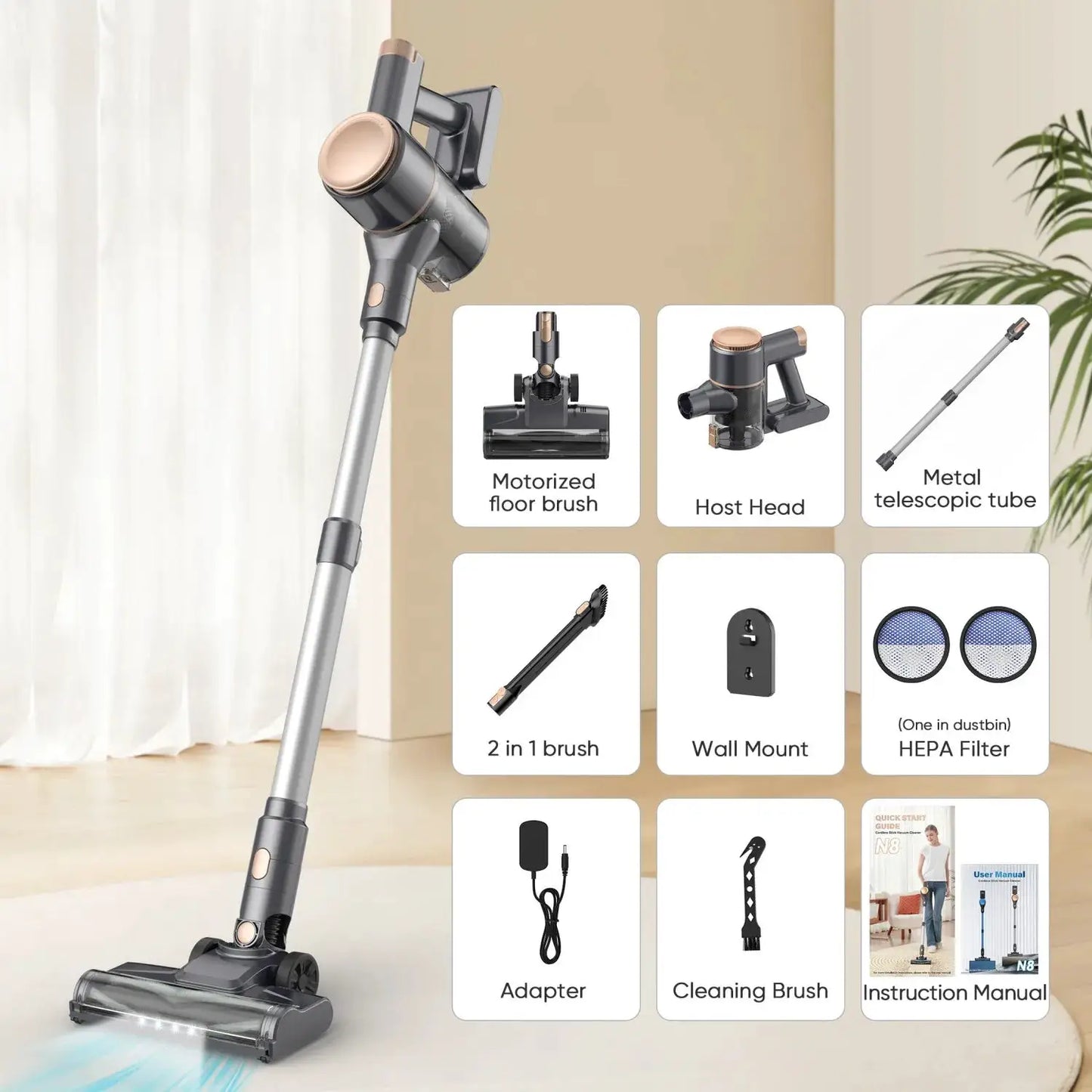 Stick Vacuum | 25KPa Suction | Two Mode Cordless | Lightweight For Pet Hair