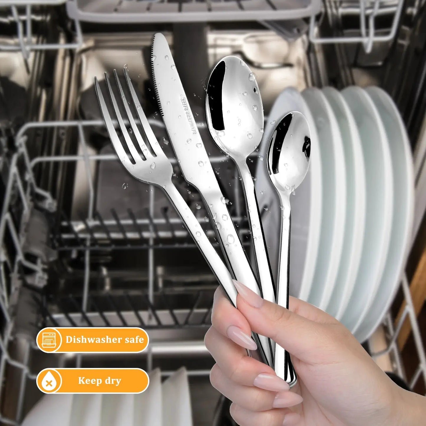 HANSMART 24Pcs Stainless Steel Flatware Set, Service for 6, Mirror Polished Knives Forks Spoons for Home & Commercial Use from PriceLows™
