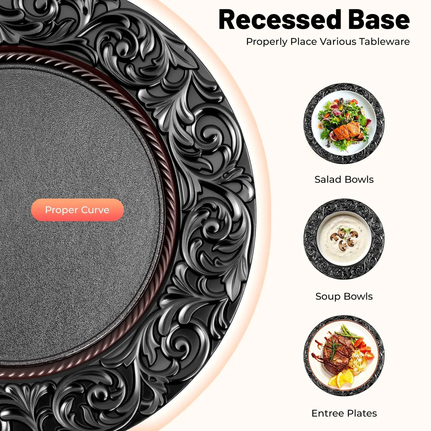 100 PCS Black Charger Plates Set, Round Charger Plates, Reusable Serving Plates 33*2cm for Birthday Parties, Holidays, Weddings from PriceLows™