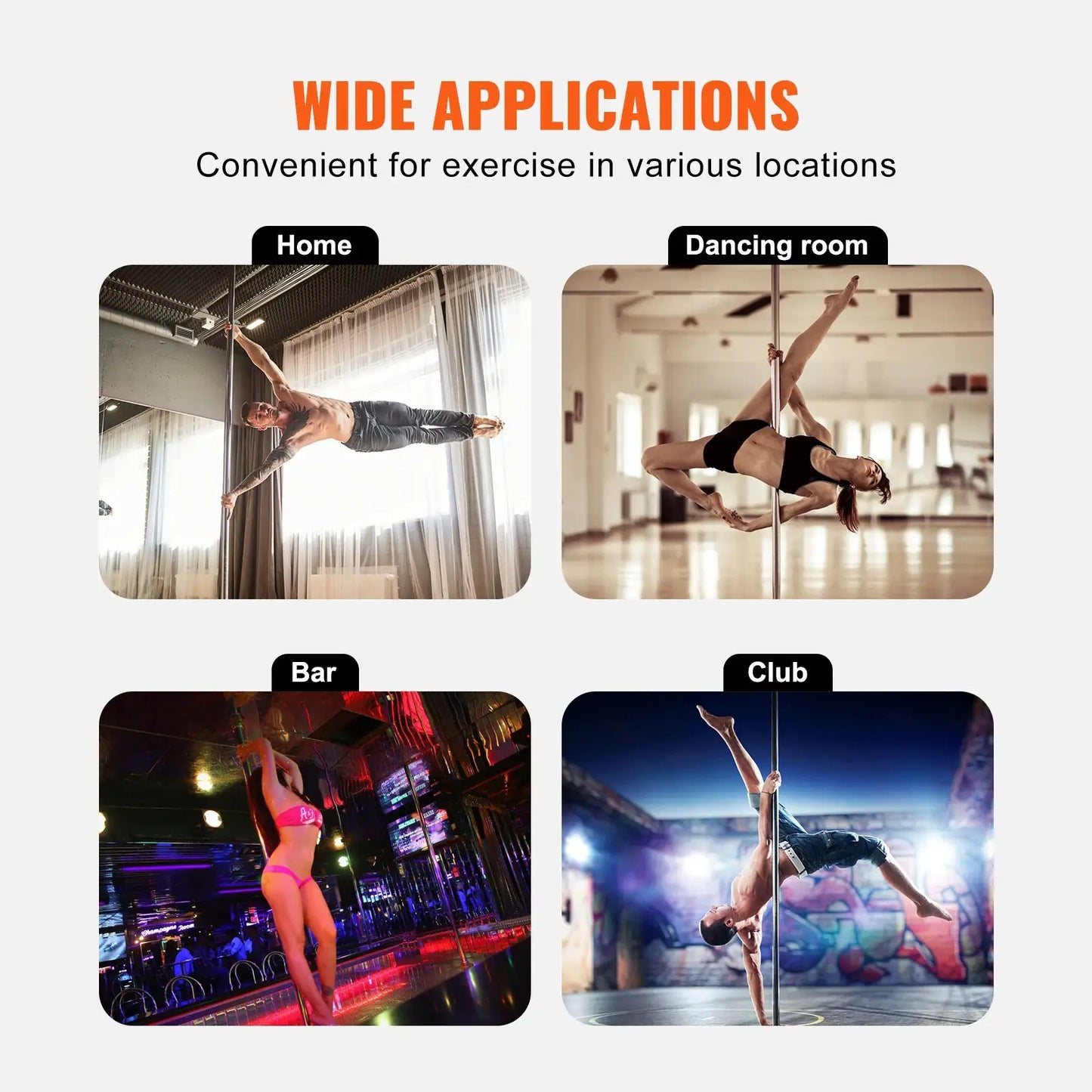 SucceBuy Professional Dancing Pole Spinning Static Dancing Pole Kit Portable Removable Pole 45mm Heavy-Duty Stainless Steel Pole from PriceLows™