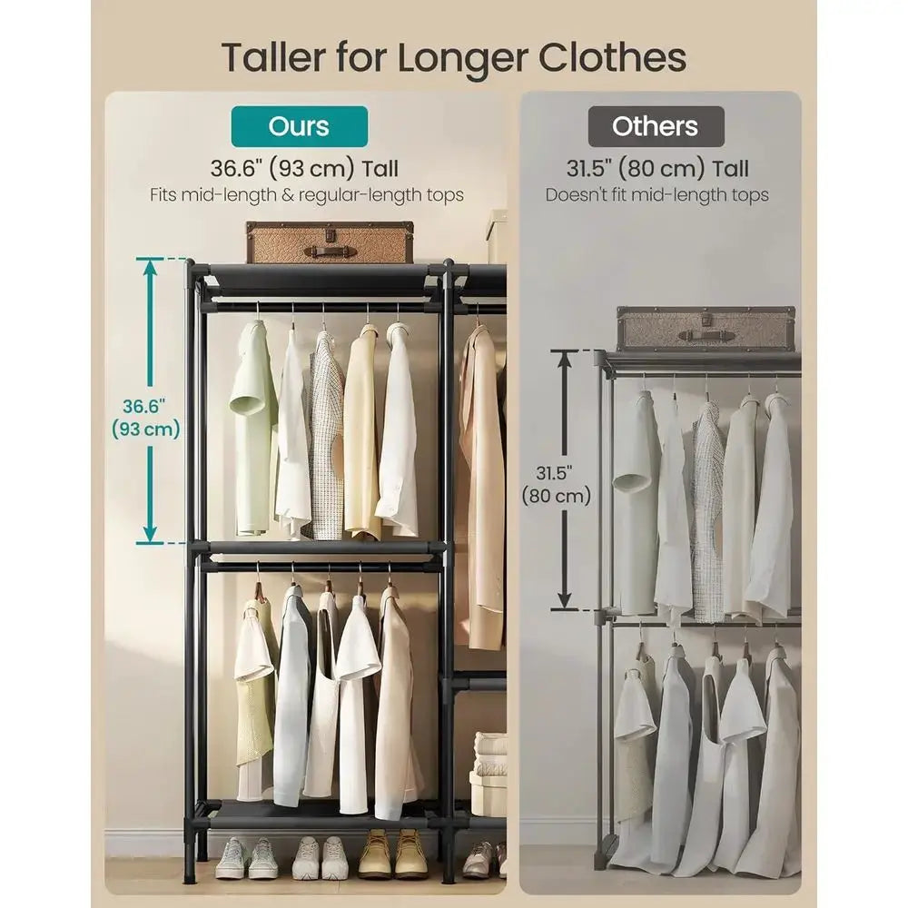 Portable Heavy-Duty Wardrobe Organizer with Hanging Rails and Shelves, 79.9 Tall, Supports 297 lb, Easy Assembly, Ideal for Bedr from PriceLows™