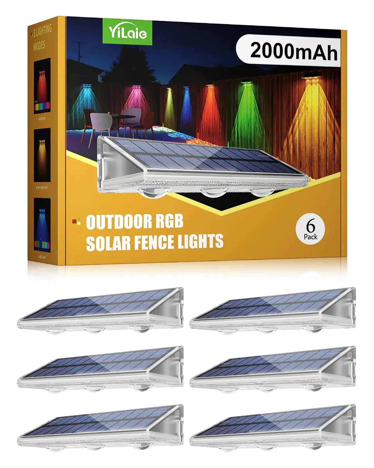 Quality Solar LED Fence Light IP66 Waterproof Auto ON OFF Warm White & 6 Colors & RGB Modes Solar Wall Lamp for Backyard Outside from PriceLows™