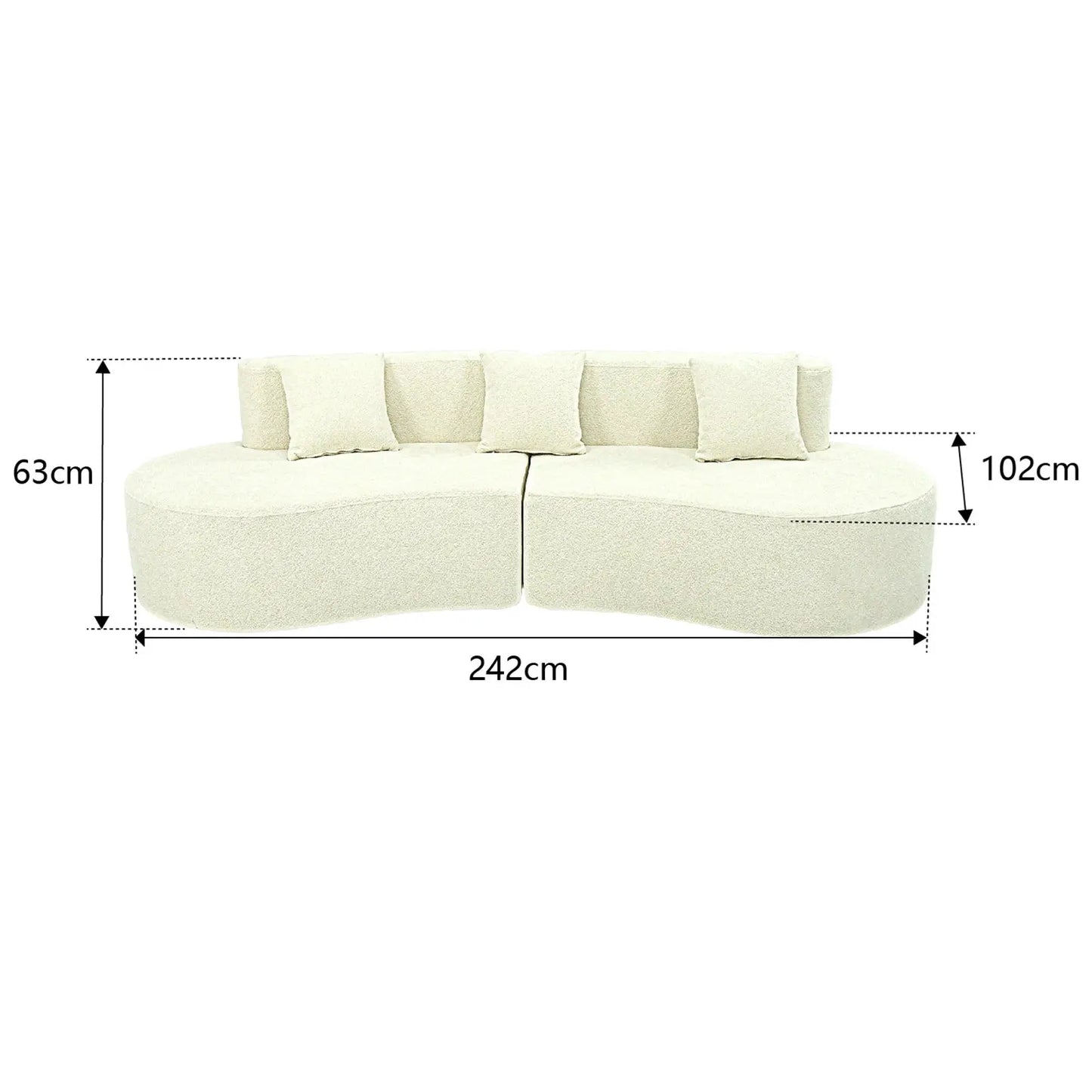 Modular Sectional Sofa | 4 Seat | Curved Half Moon | Cream White from PriceLows™