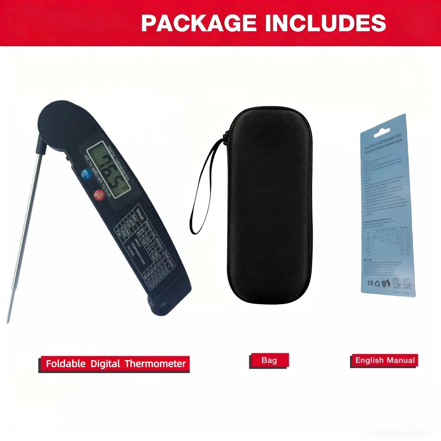 Home Digital Meat Thermometer Foldable food thermometer for Meat/Water/Milk/Fry/BBQ kitchen Oven Temperature,termómetro cocina from PriceLows™