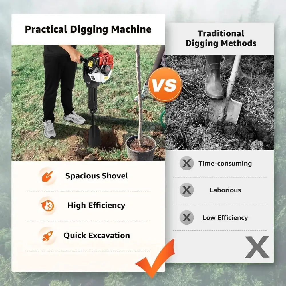 Trench Digger 52CC Handheld Trencher Digger Machine 2 Stroke Gas Powered Garden Tree Digger with Single Cylinder & Air-Cooled from PriceLows™