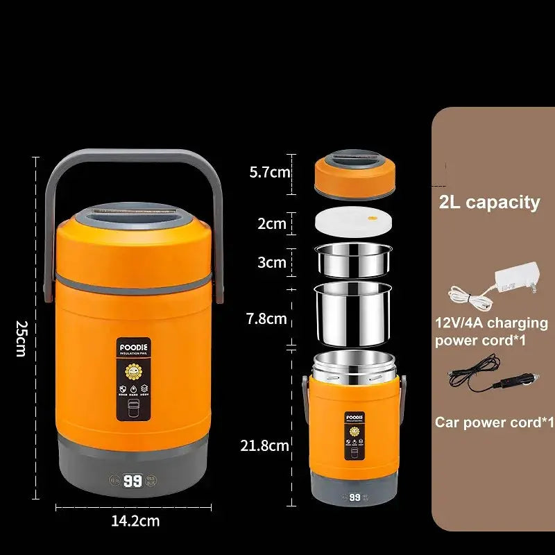 12V/1.6L Car Electric Lunch Box Multifunction Rice Cooker Portable 304 Stainless Steel Double Layer Linner Keep Warm Bento Box from PriceLows™