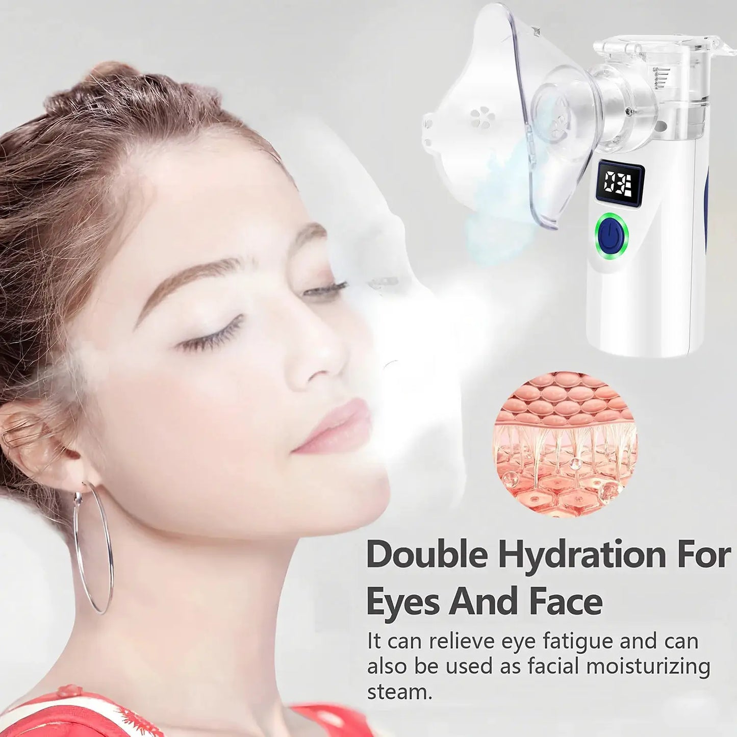 Mini Portable Facial Steamer | Nano Cold Spray | Dry Battery Power