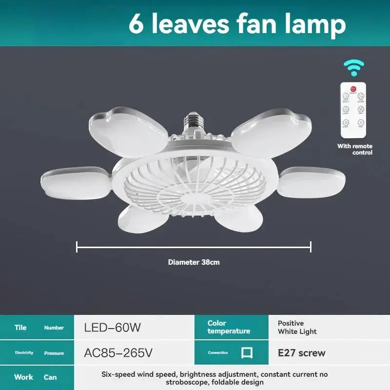 Ceiling Fan Light | E27 Socket | Remote Dimmable LED | Bedroom Dormitory