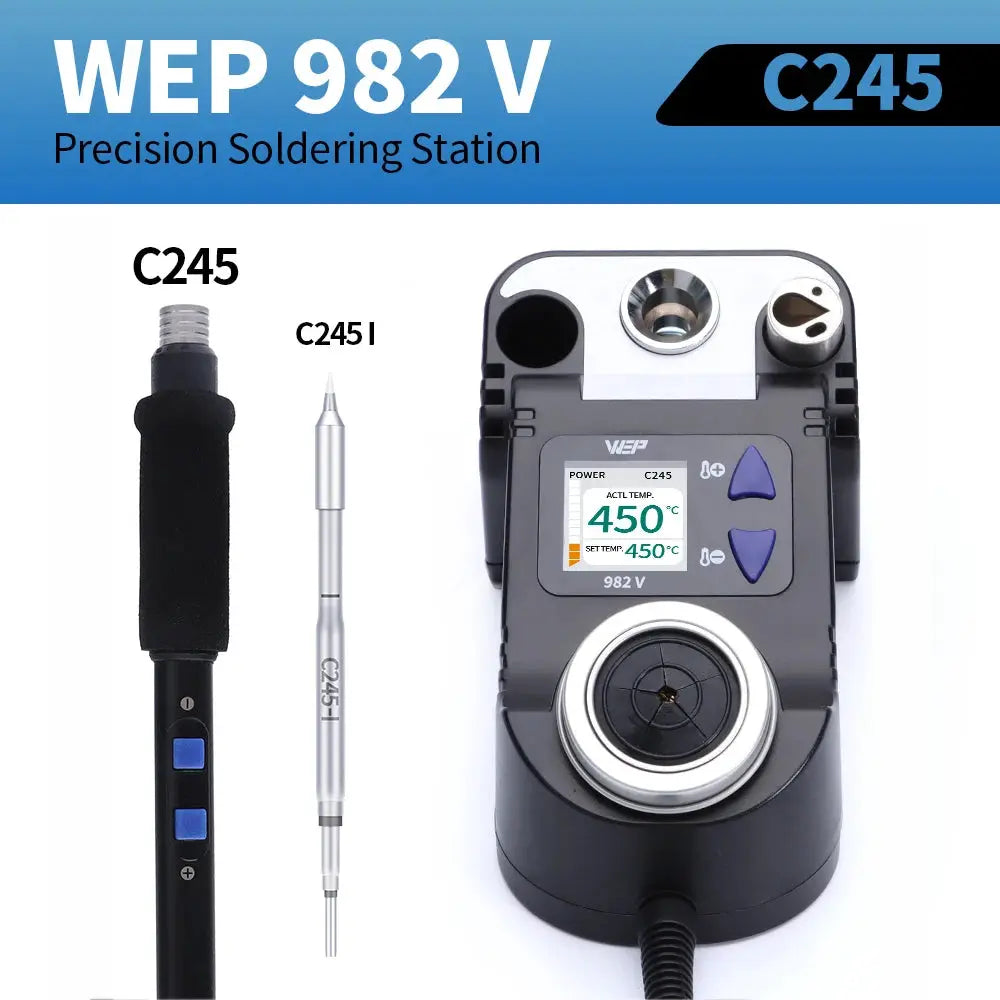 WEP 982-V Digital Electric Soldering Iron Kit C115 C210 C245 Precision Soldering Iron Soldering Station Small Rework Station from PriceLows™