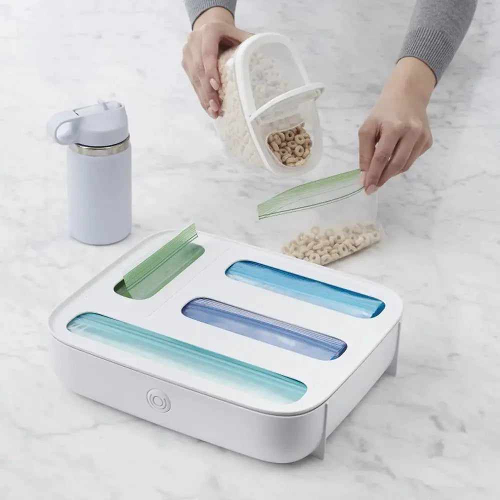 Sandwich Bag Organizer Drawer | 4-Slot | Plastic | White
