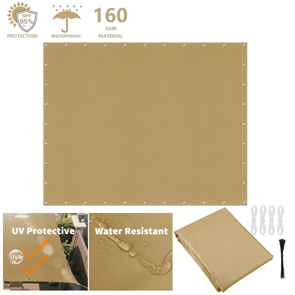 Sun Shade Sail | Waterproof Poly Cotton | UV Block Canopy | Square Rectangle