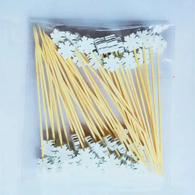 Christmas Decorative Picks | Disposable Bamboo | Holiday Motifs | 50 Piece Set