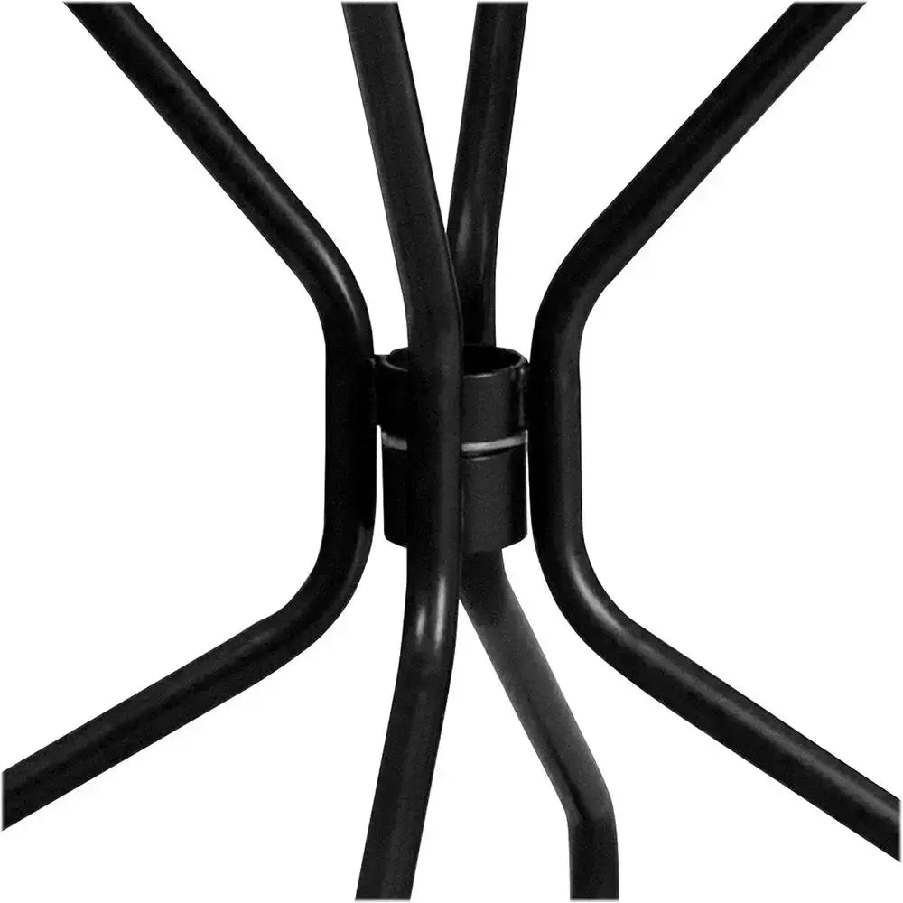 35.25 Round Black Steel Patio Table with Umbrella Hole for Indoor & Outdoor Use from PriceLows™