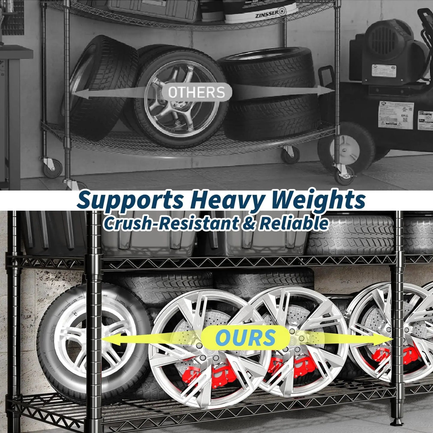 4-Tier Heavy Duty Metal Shelving Unit, Adjustable Height & Feet, Sturdy Thickened Construction, High Weight Capacity, Easy to Assemble for Garage, Pantry, Basement, Kitchen, 13.8" D x 59" W x 59.5" H from PriceLows™