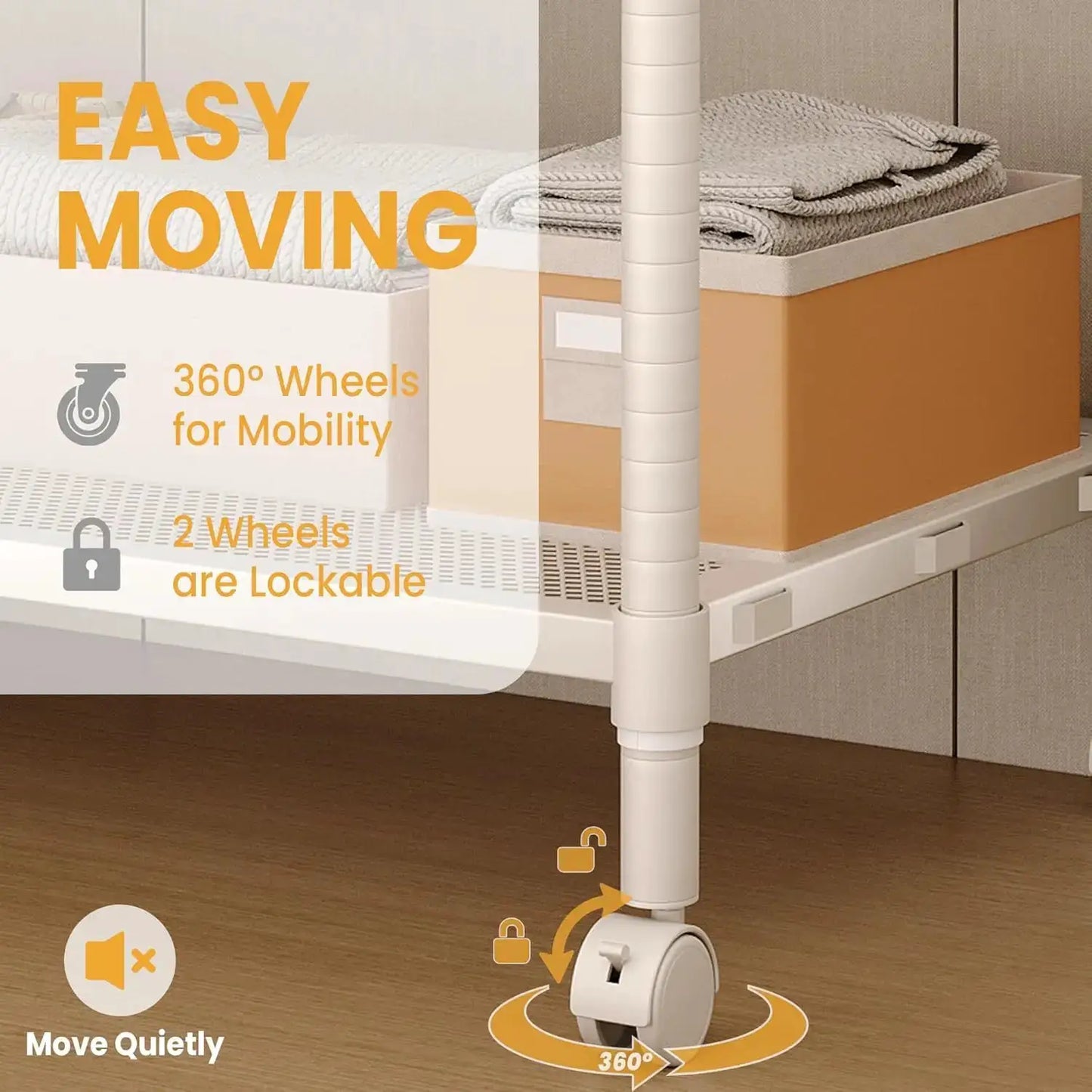 Rolling Clothes Rack for Hanging Clothes, Garment Rack with Storage Shelf and Side Hooks, Clothing Rack for Bedroom, Living Room from PriceLows™