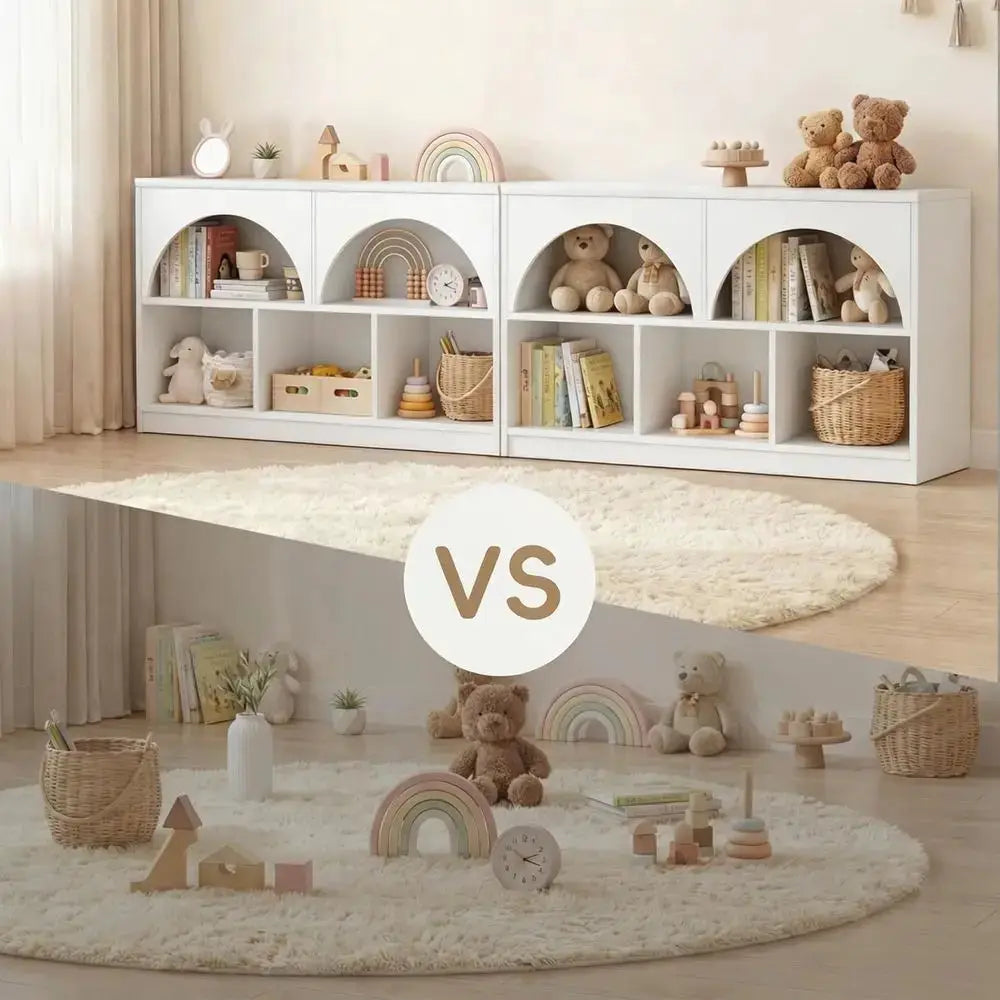 2-Piece Arched Wooden Bookcase Set for Kids, 5-Section Storage Organizer for Toys and Books, Suitable for Playrooms, Nurseries, from PriceLows™