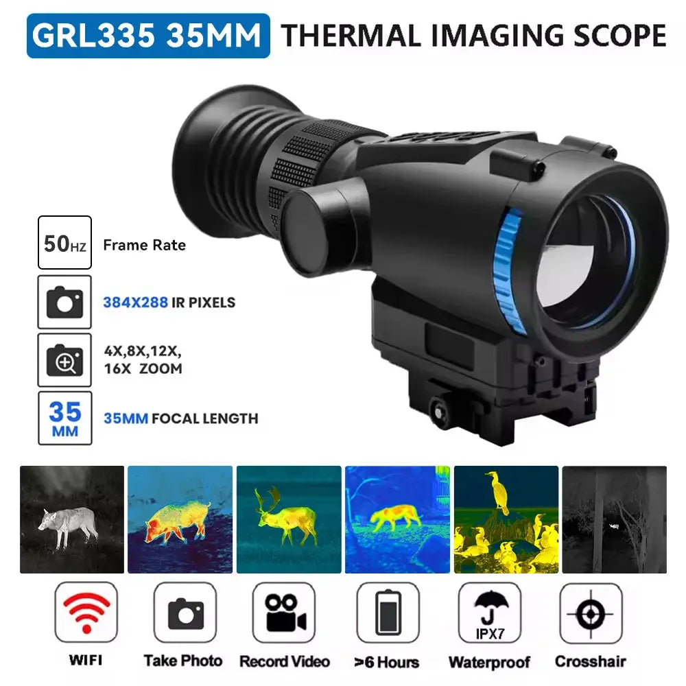 384*288 Thermal Imageing Scope Thermal Rifle Scope 35mm Lens Thermal Imager Sight with Video Rec PIP WiFi from PriceLows™