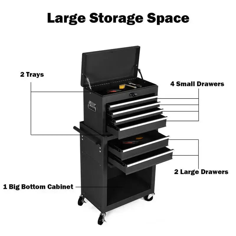 Rolling Cabinet Storage Chest Box Garage Toolbox-Black from PriceLows™